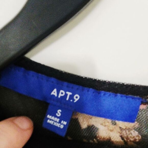 Apt. 9 Mini Dress S Black Floral Mesh Overlay - Picture 4 of 5